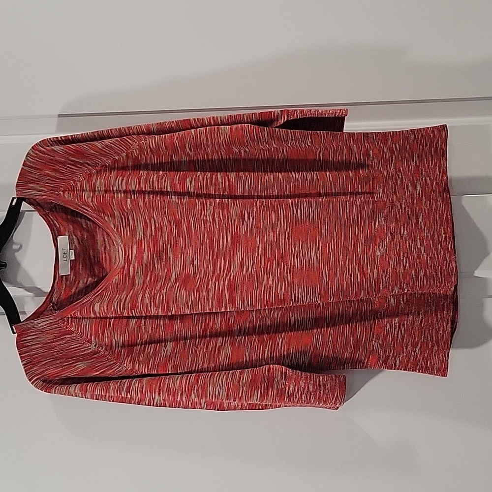 LOFT Striated Wool Scoop Neck Sweater